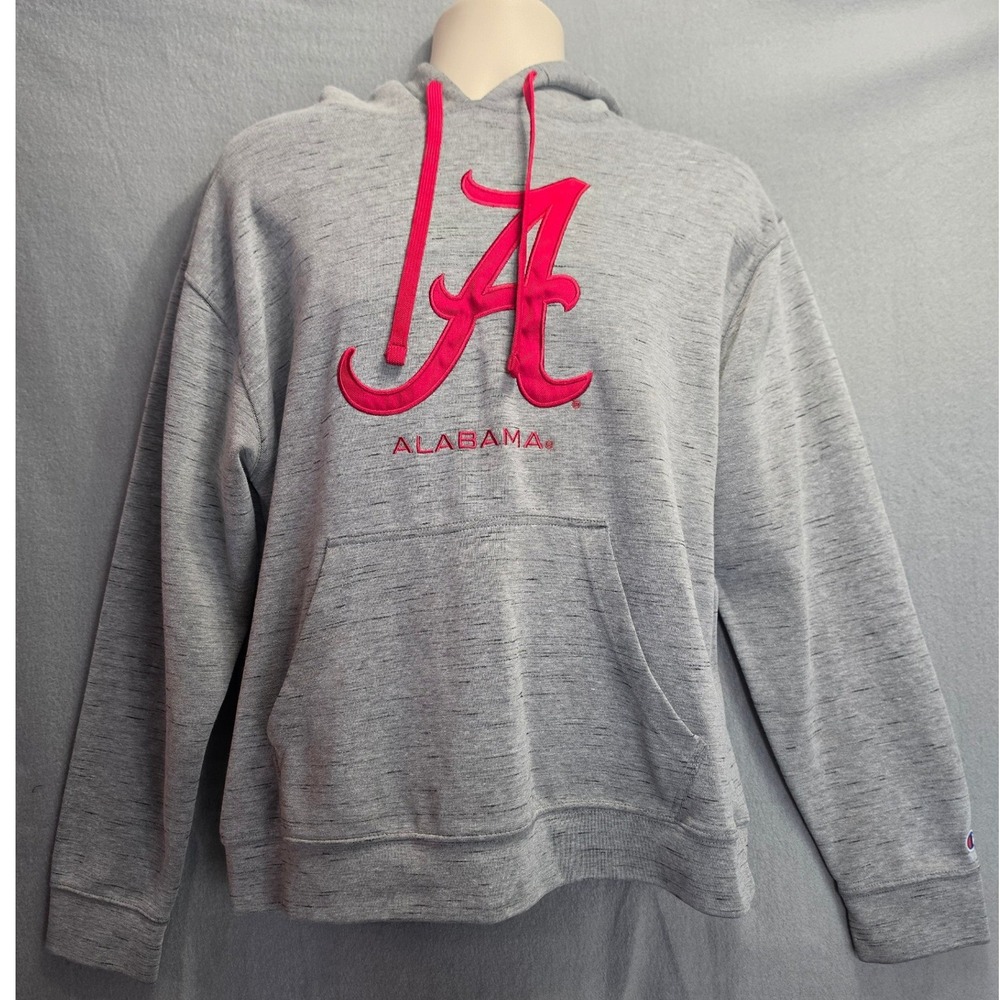 Champion Alabama Crimson Tide Hoodie Mens L Gray Embroidered Pullover Sweatshirt